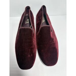 Zara Velvet Smoking Slippers Slip Ons Loafers Flats in Burgundy 40